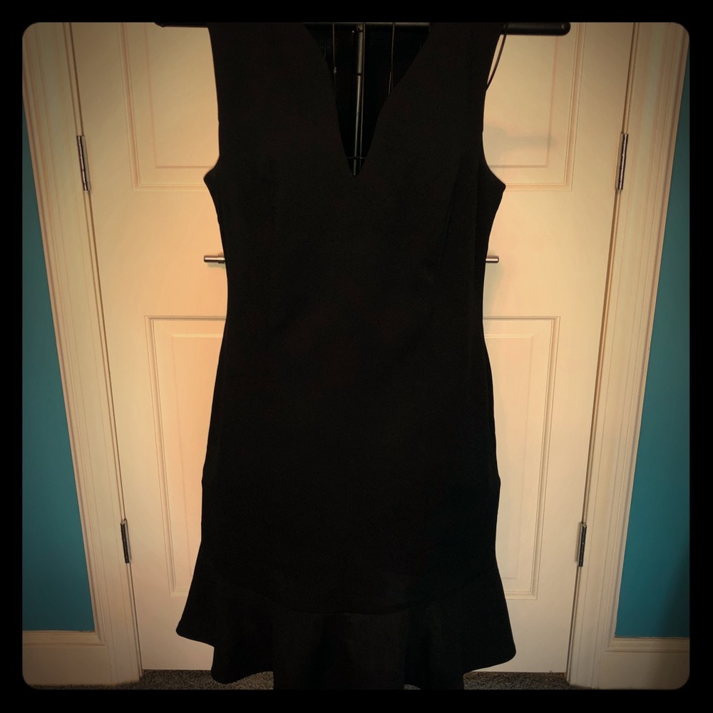 Black Vneck fit and flare dress